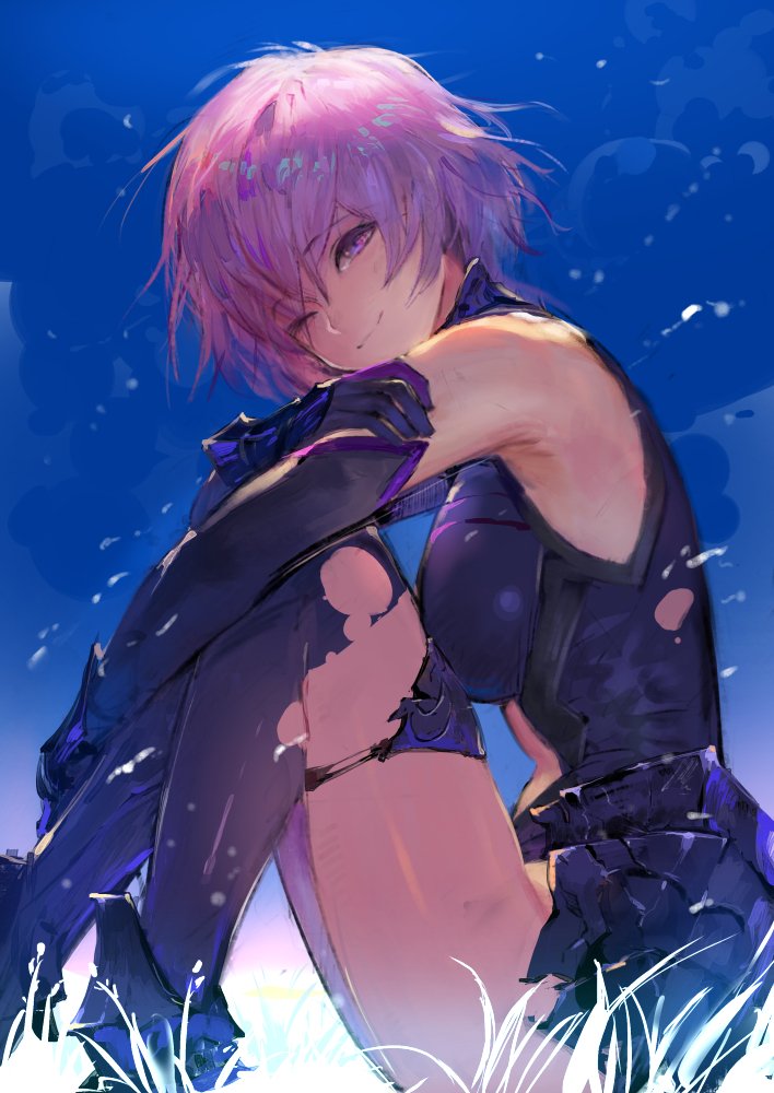 1girl, bare_shoulders, center_opening, clouds, elbow_gloves, fate/grand_order, fate_(series), gloves