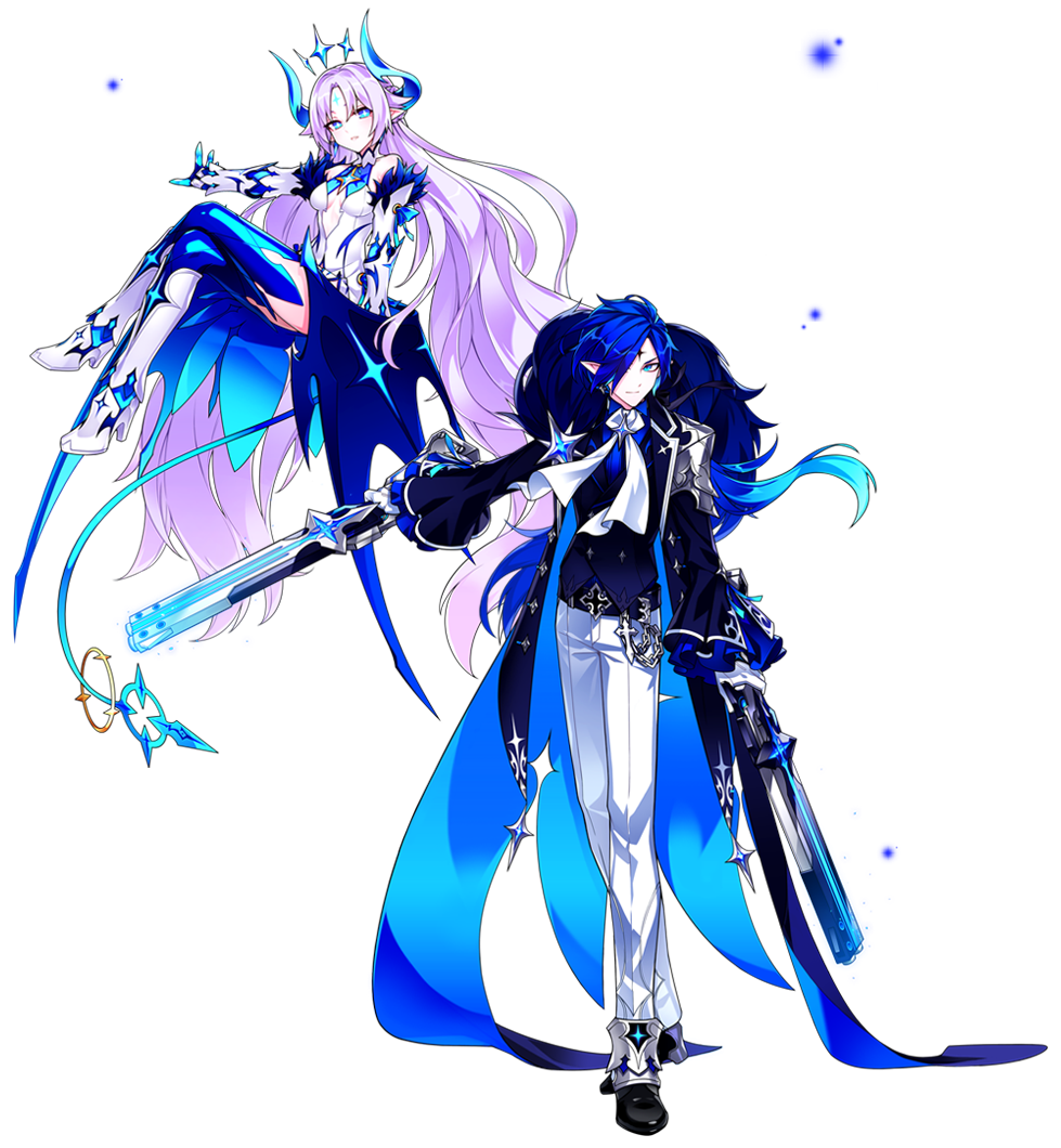 1boy, 1girl, artist_request, belt, black_footwear, black_shirt, blue_eyes, blue_hair