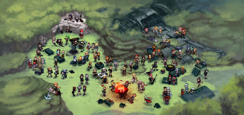 6+girls, aircraft, airplane, c96_(girls_frontline), explosion, fmg-9_(girls_frontline), g11_(girls_frontline), g3_(girls_frontline), g41_(girls_frontline), girls_frontline, glock_17_(girls_frontline), highres, hk416_(girls_frontline), idw_(girls_frontline), kar98k_(girls_frontline), lwmmg_(girls_frontline), m14_(girls_frontline), m16a1_(girls_frontline), m1903_springfield_(girls_frontline), m1918_bar_(girls_frontline), m1919_(girls_frontline), m1_garand_(girls_frontline), m1a1_(girls_frontline), m21_(girls_frontline), m249_saw_(girls_frontline), m2hb_(girls_frontline), m3_grease_gun_(girls_frontline), m4_sopmod_ii_(girls_frontline), m4a1_(girls_frontline), m60_(girls_frontline), m950a_(girls_frontline), makarov_(girls_frontline), mg34_(girls_frontline), mg3_(girls_frontline), mg42_(girls_frontline), mk_23_(girls_frontline), mp40_(girls_frontline), mp5_(girls_frontline), multiple_girls, mush, outdoors, p08_(girls_frontline), p38_(girls_frontline), pk_(girls_frontline), ppk_(girls_frontline), ro635_(girls_frontline), st_ar-15_(girls_frontline), sten_mk2_(girls_frontline), thompson_submachine_gun_(girls_frontline), ump40_(girls_frontline), ump45_(girls_frontline), ump9_(girls_frontline), vector_(girls_frontline), vz.61_(girls_frontline), wa2000_(girls_frontline)