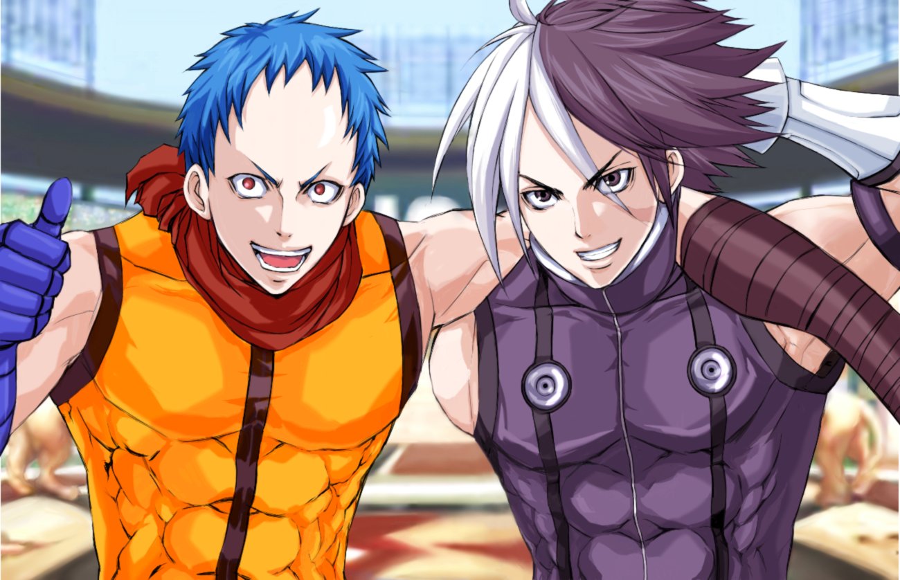 abs, choker_(pixiv), k9999, king_of_fighters, multiple_boys, nameless