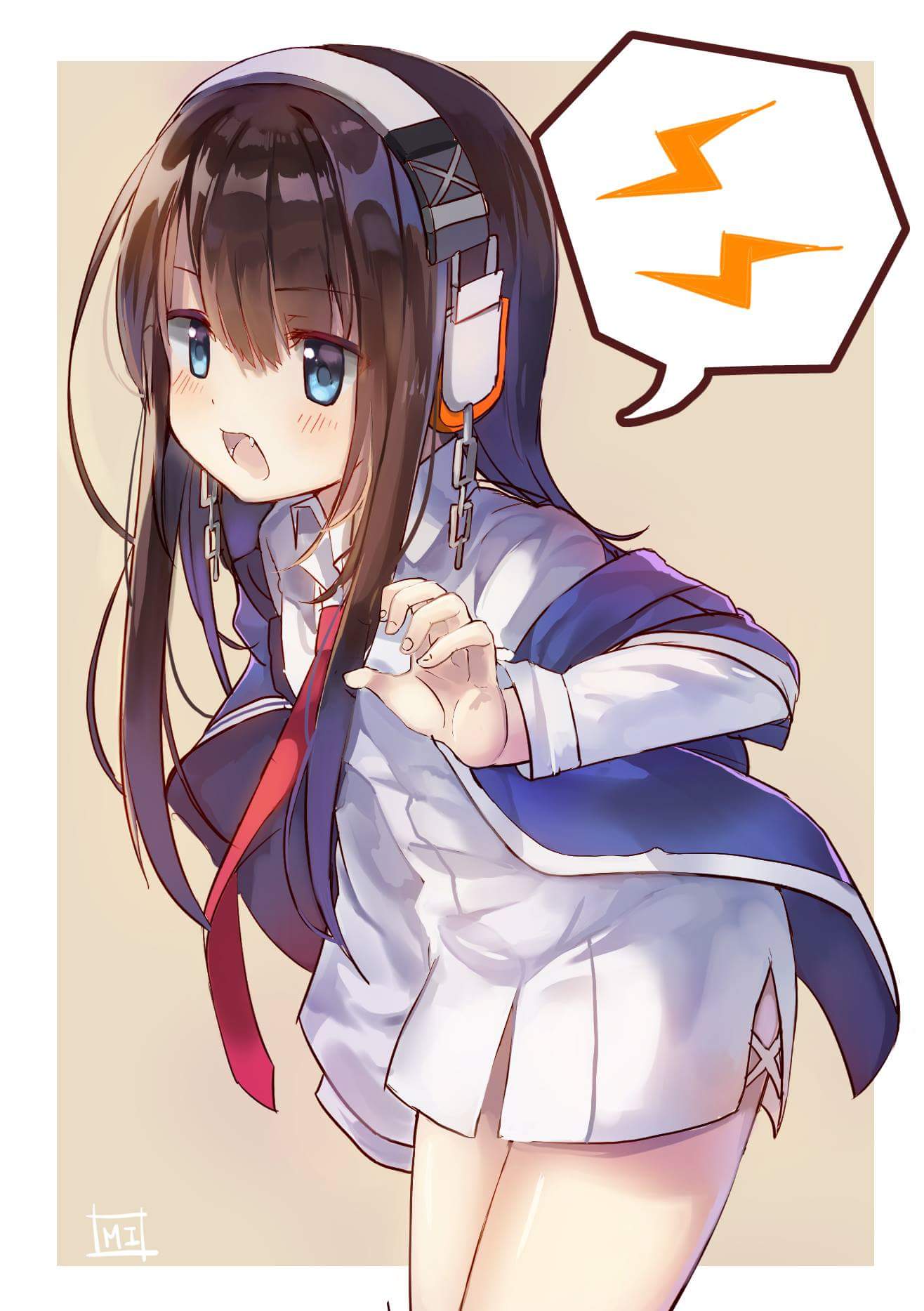 1girl, azur_lane, black_hair, blue_eyes, blush, commentary_request, headphones, highres