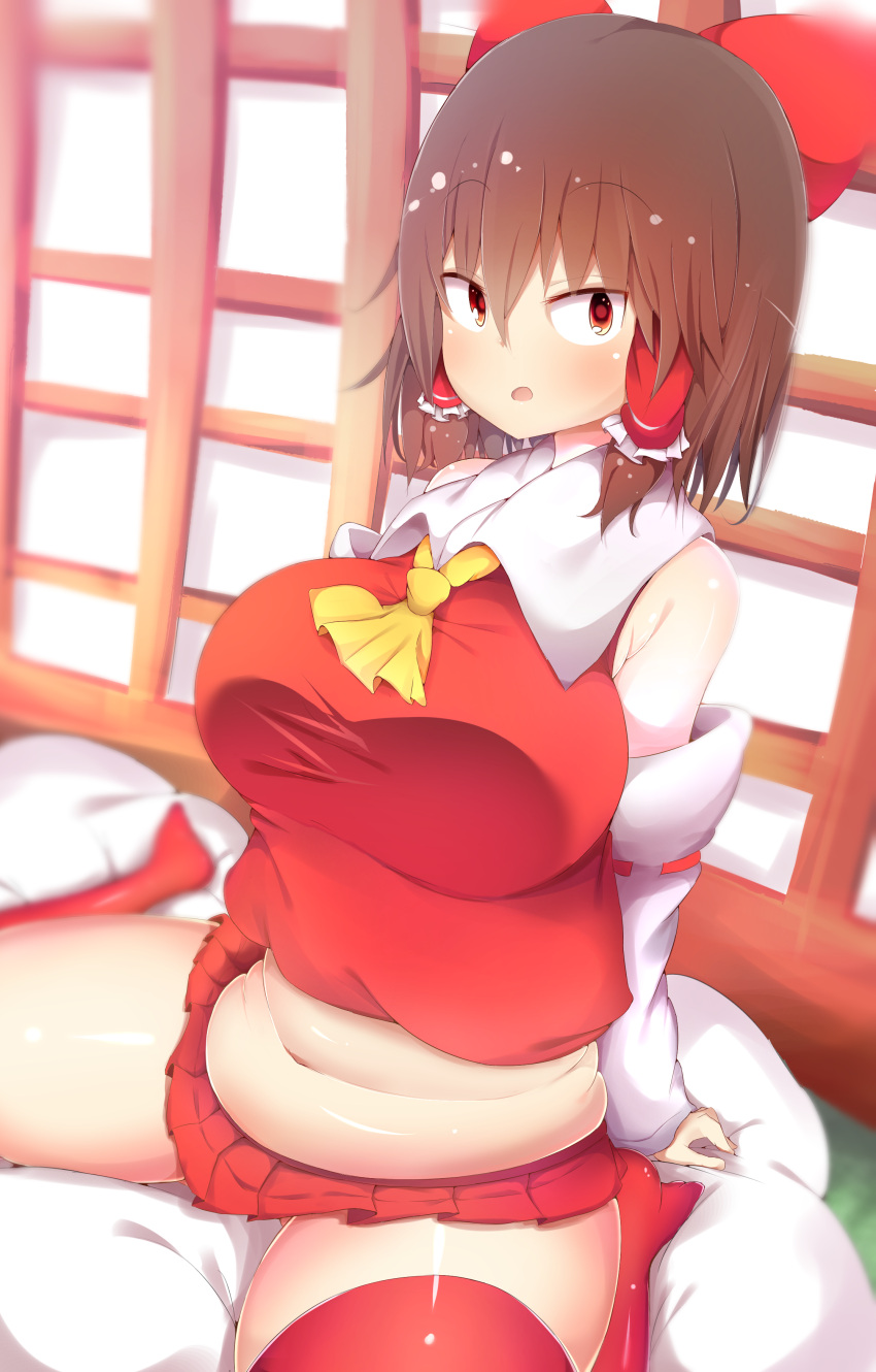 1girl, absurdres, akabeco, blush, bow, breasts, cookie_(touhou), eyebrows_visible_through_hair