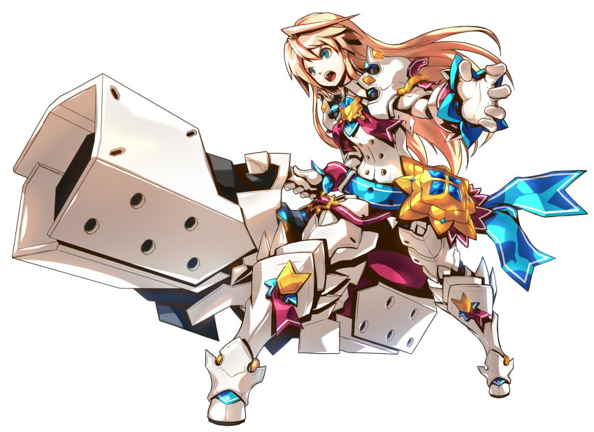1boy, :o, absurdres, armor, blonde_hair, blue_eyes, blue_ribbon, boots