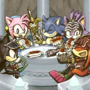 2girls, 3boys, amy_rose, armor, blaze_the_cat, book, caliburn, caliburn_(sonic)