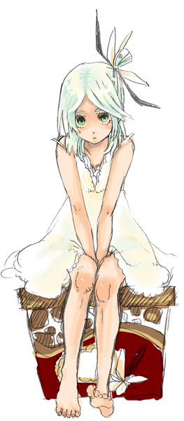 dress, feet, flower, food, food_themed_clothes, green_eyes, h&auml;agen-dazs, haagen-dazs