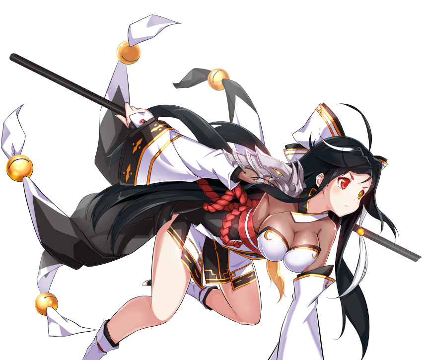 1girl, absurdres, ahoge, ara_han, asura_(elsword), black_hair, bow, breasts