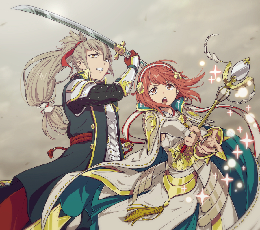 1boy, 1girl, armor, bow_(weapon), brother_and_sister, brothers, cape, fire_emblem