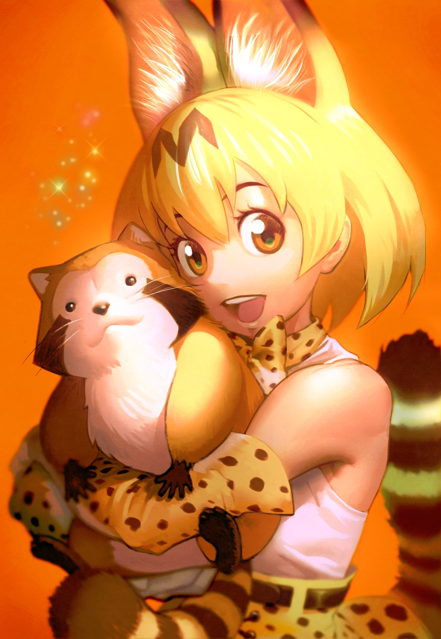 1girl, animal_ears, araiguma_rascal, blonde_hair, bow, bowtie, carrying, crossover