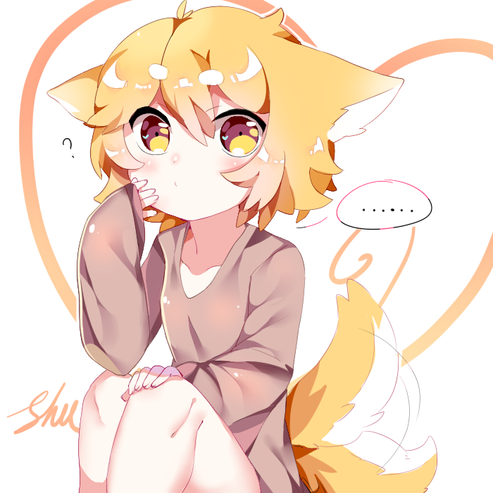 ..., 1boy, ?, animal_ears, artist_name, blonde_hair, blush, closed_mouth