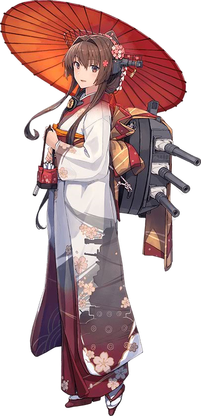 1girl, alternate_costume, blush, brown_eyes, brown_hair, hair_intakes, holding_bag, japanese_clothes
