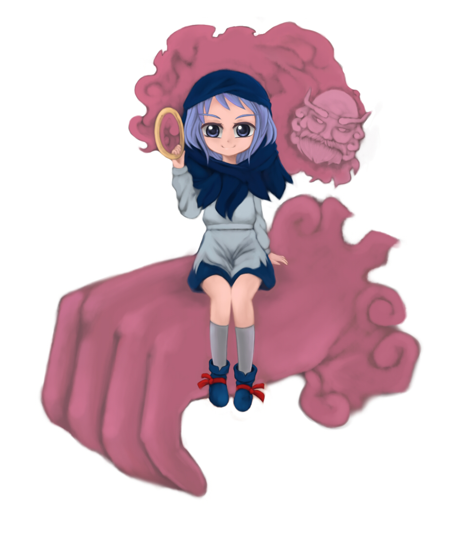 blue_eyes, blue_hair, cloud, clouds, hood, kumoi_ichirin, moriko, moriko_(moliko), touhou, unzan