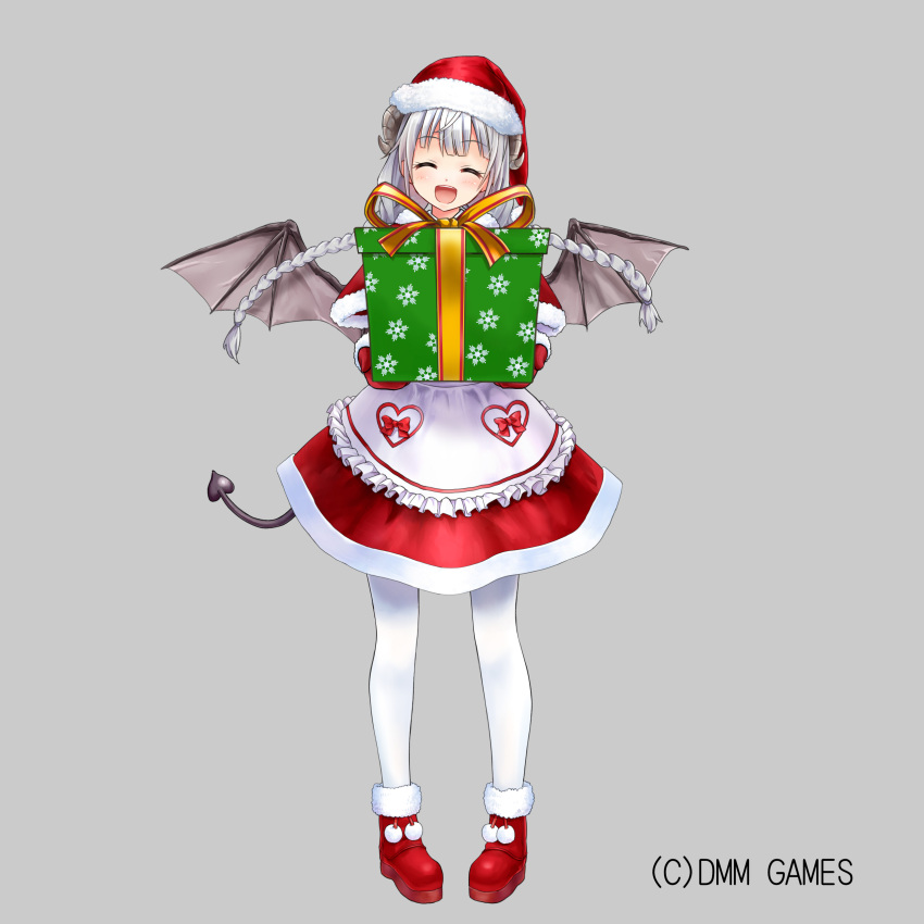 1girl, :d, ^_^, absurdres, apron, bangs, black_wings, blush