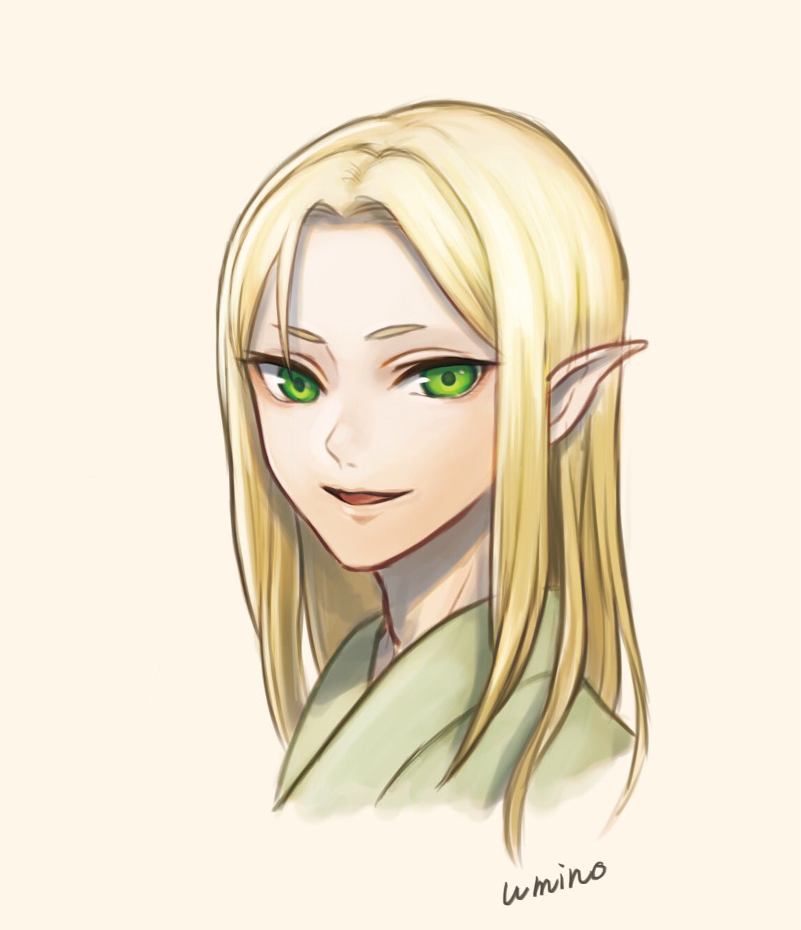 1boy, artist_name, blonde_hair, elf, erik_burton, green_eyes, highres, long_hair
