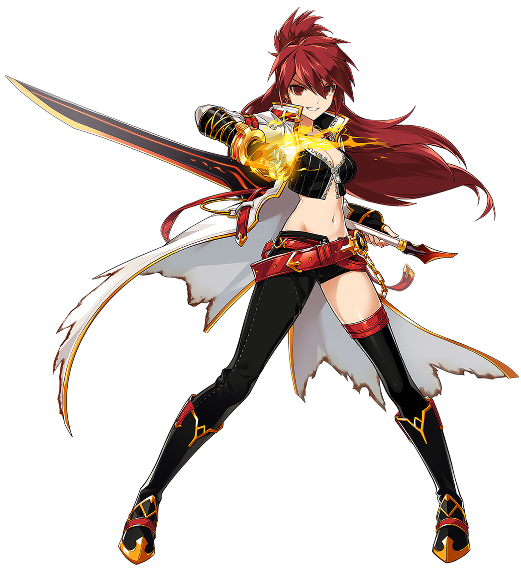 1girl, asymmetrical_clothes, belt, black_footwear, black_legwear, black_pants, black_shirt, blazing_heart_(elsword)