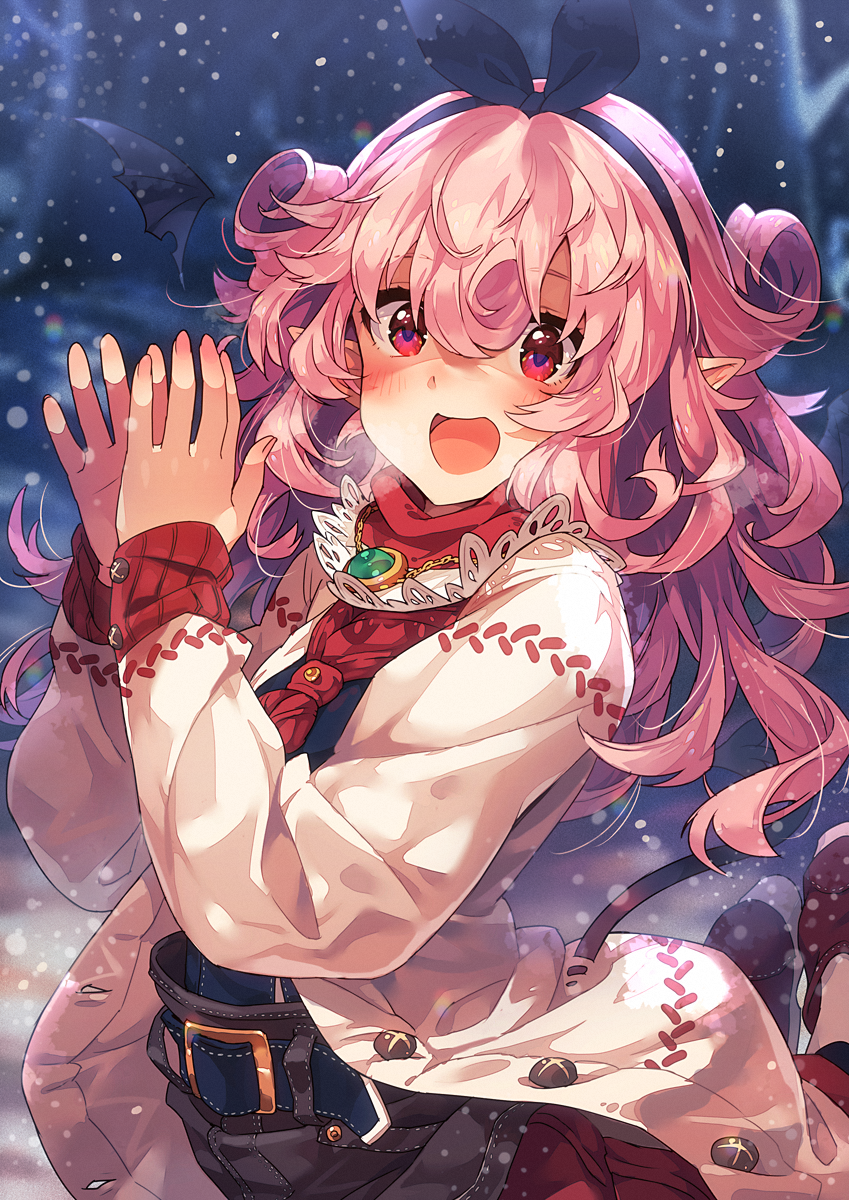 1girl, animal_ears, bow, highres, looking_at_viewer, narumi_arata, original, pink_hair