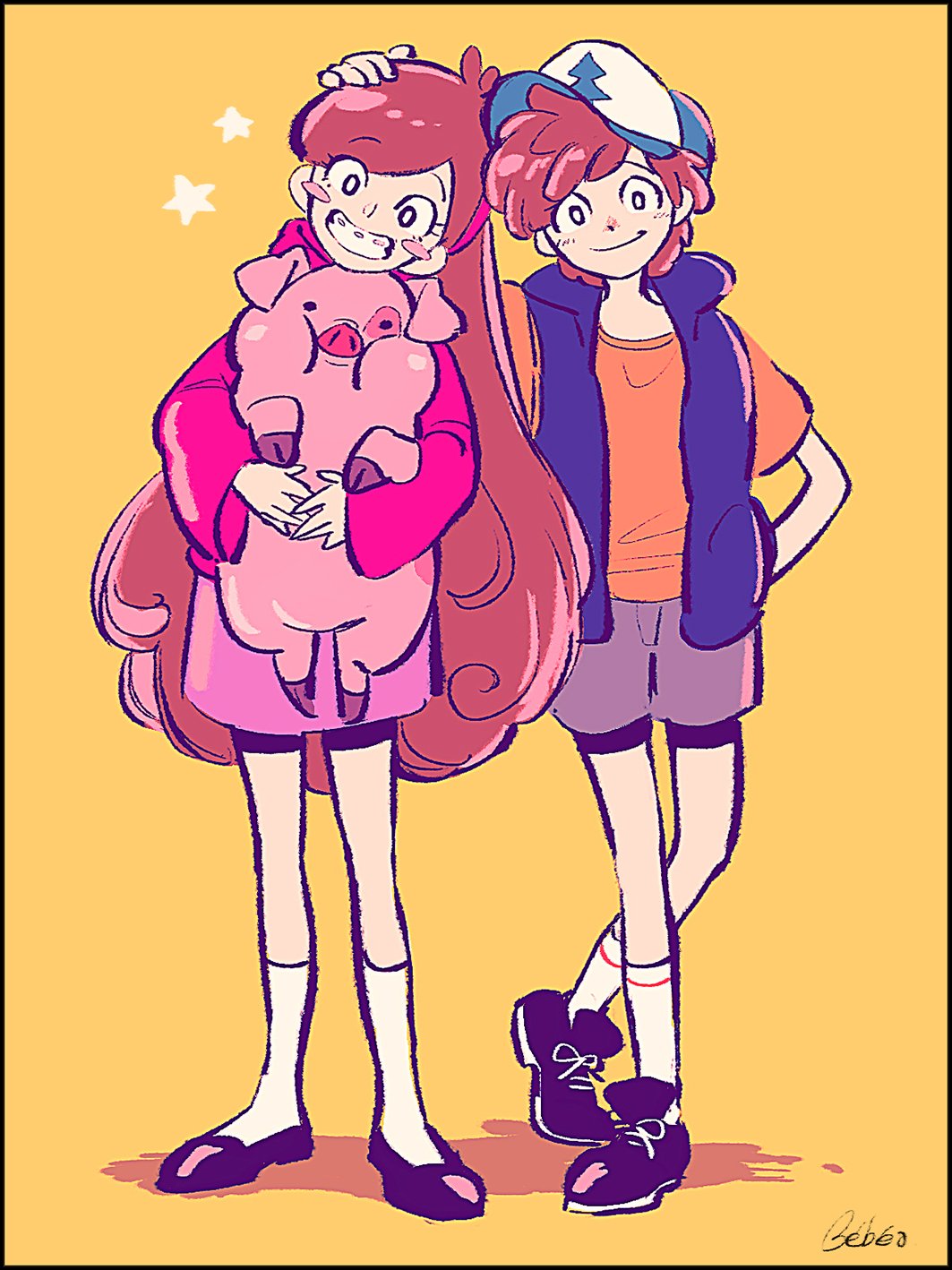 1boy, 1girl, animal, baseball_cap, blush_stickers, braces, brother_and_sister, brown_hair