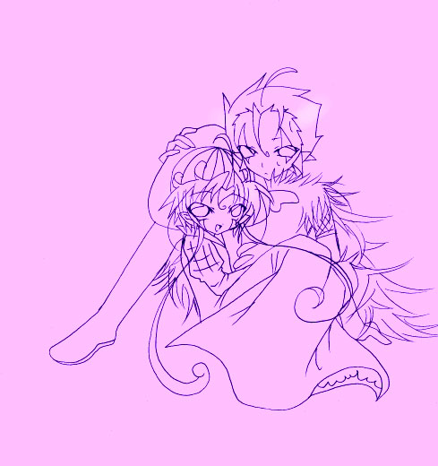 2boys, brago, fur, hat, konjiki_no_gash!!, long_hair, purple, robe