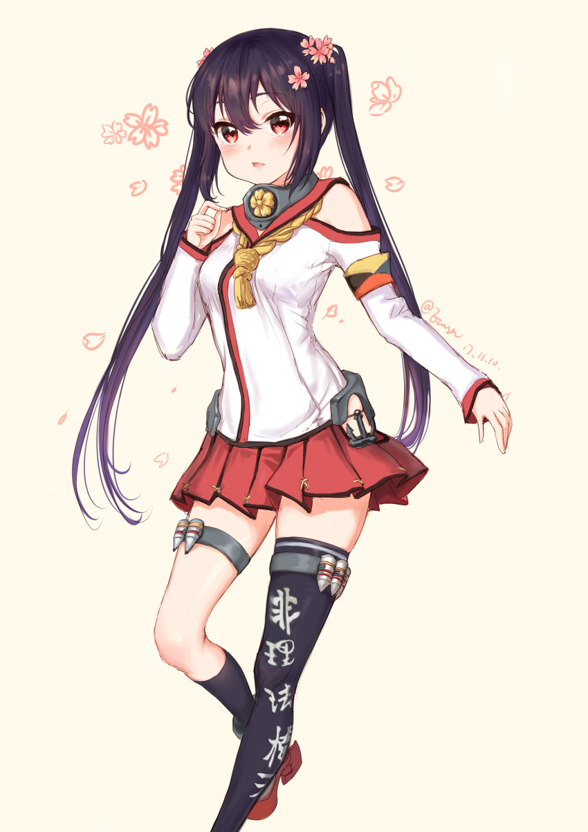 1girl, absurdres, black_hair, black_legwear, blush, cosplay, dated, ezusa