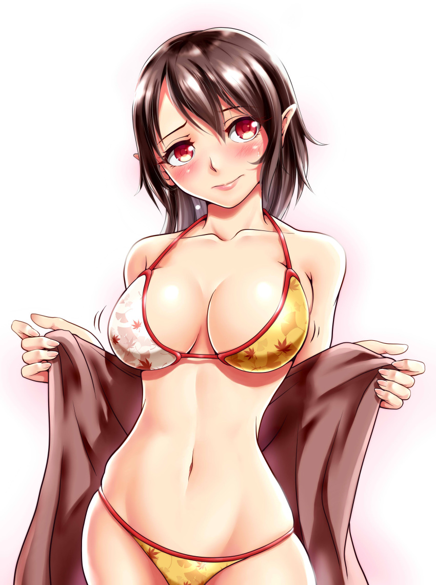 1girl, absurdres, alvares, bare_shoulders, bikini, blush, breasts, breasts_apart