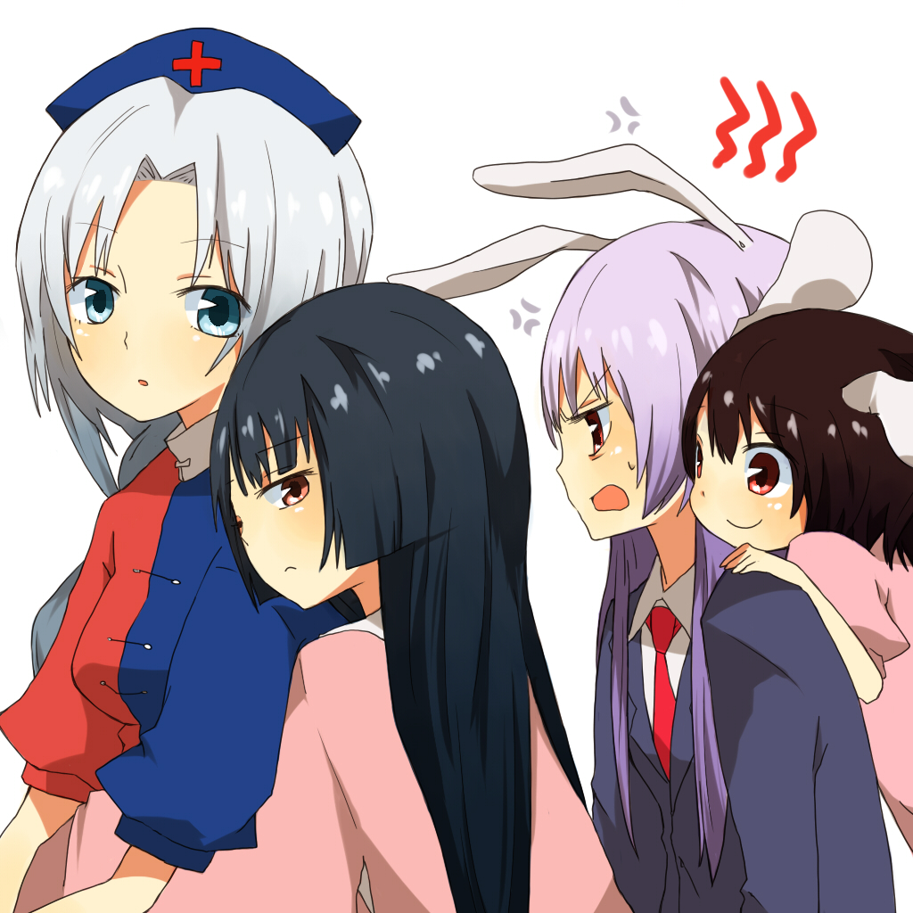 bunny_ears, houraisan_kaguya, inaba_tewi, orange_(bibiko), reisen_udongein_inaba, touhou, yagokoro_eirin
