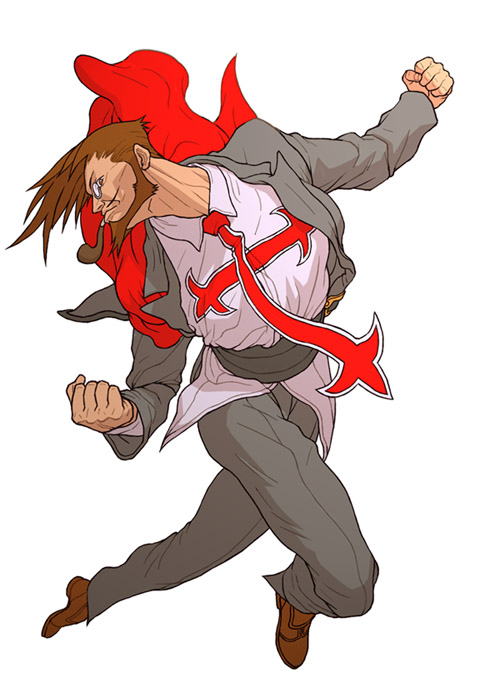 cape, guilty_gear, male, manly, monocle, necktie, pipe, punch