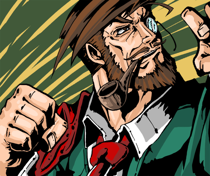 beard, brown_eyes, brown_hair, clenched_hand, facial_hair, fist, guilty_gear, male