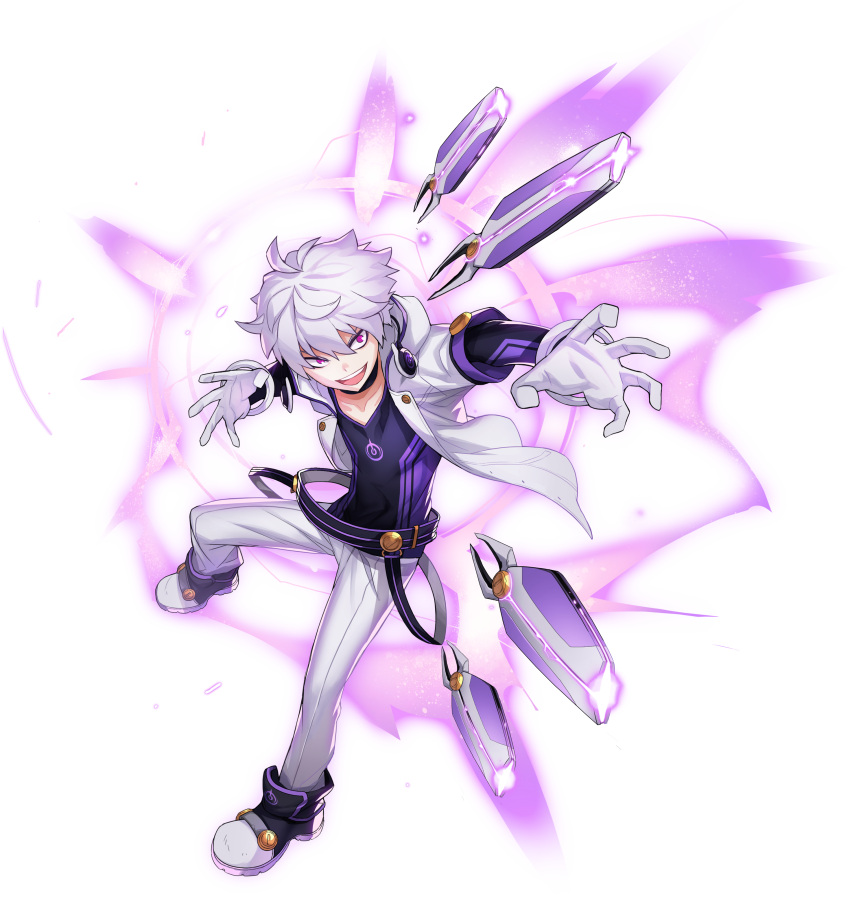 1boy, :d, absurdres, add_(elsword), belt, elsword, full_body, gloves