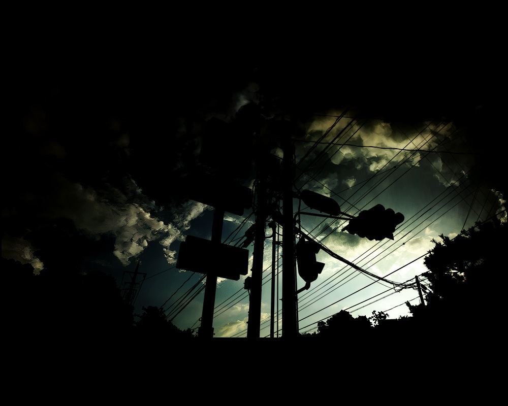 cloud, clouds, night, pole, power_lines, sarugetty, scenery, shadow
