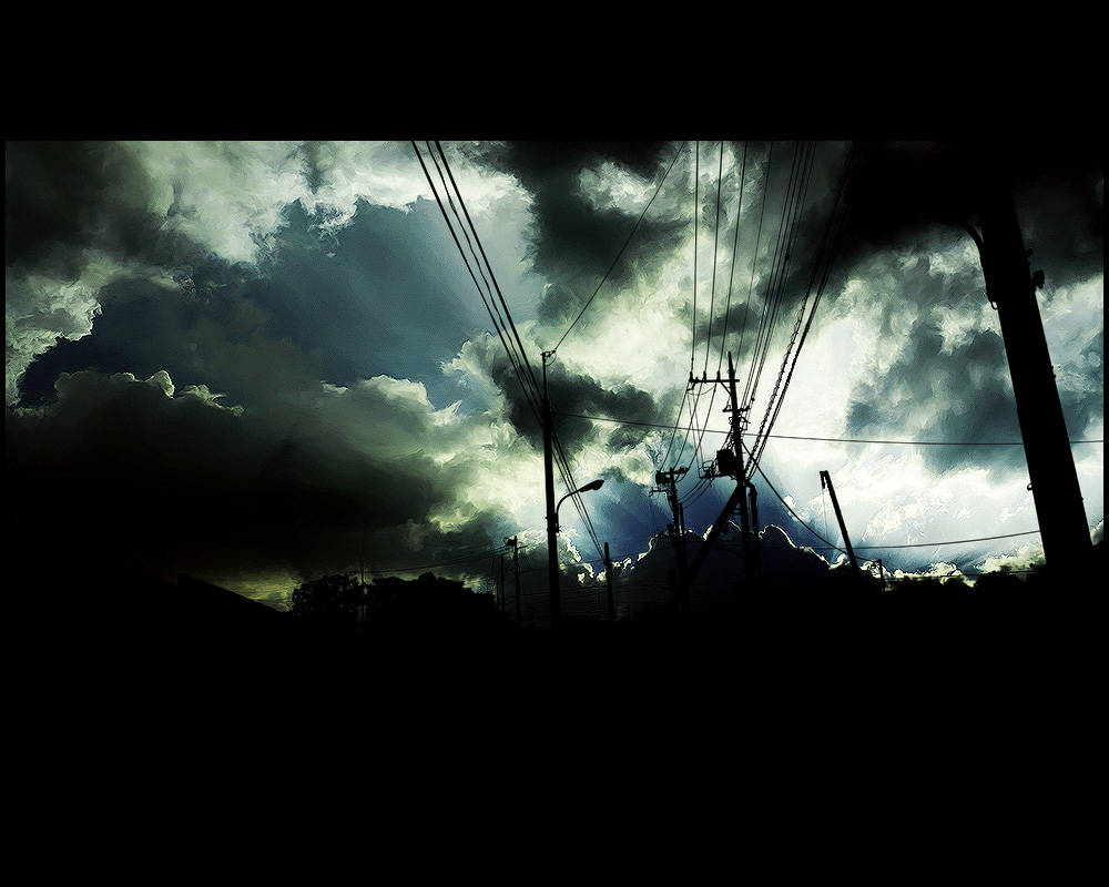 cloud, clouds, pole, power_lines, sarugetty, shimei_jien, sky, wires