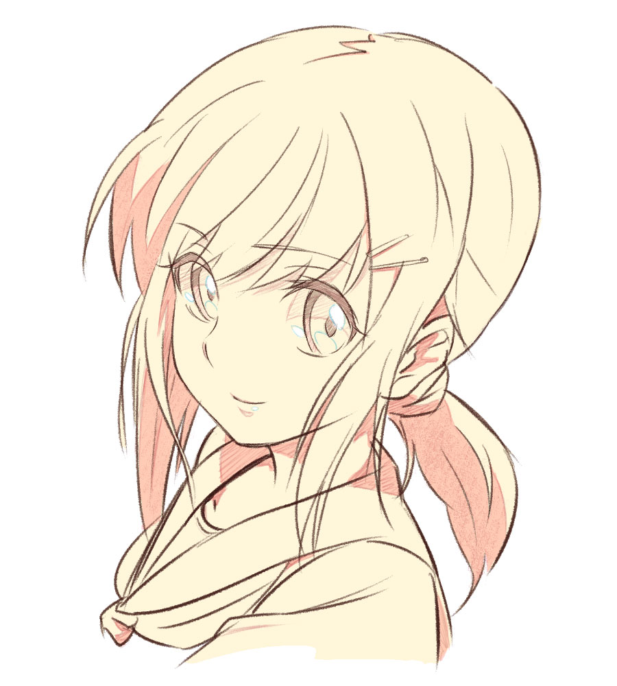 1girl, barrette, eyebrows_visible_through_hair, fubuki_(kantai_collection), kaineri, kantai_collection, looking_at_viewer, low_ponytail