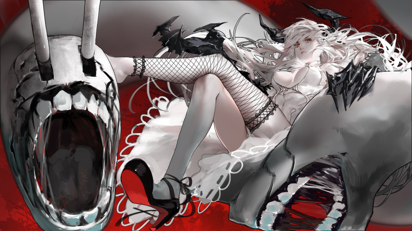 1girl, character_request, claws, fishnet_legwear, fishnets, g_q, high_heels, highres