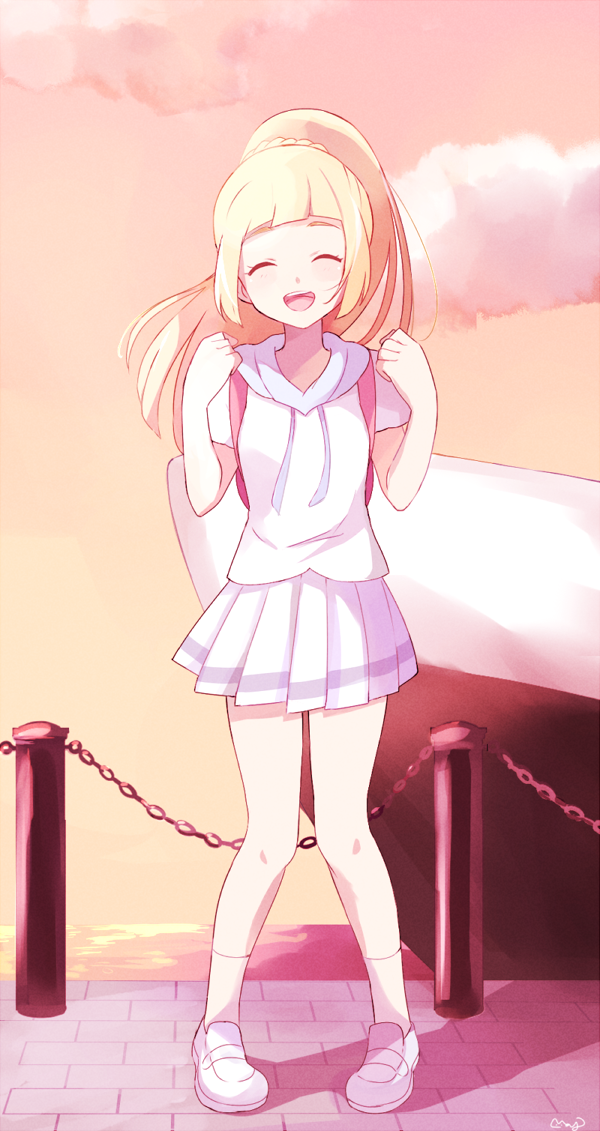 1girl, :d, ^_^, ^o^, backpack, bag, blonde_hair, blush