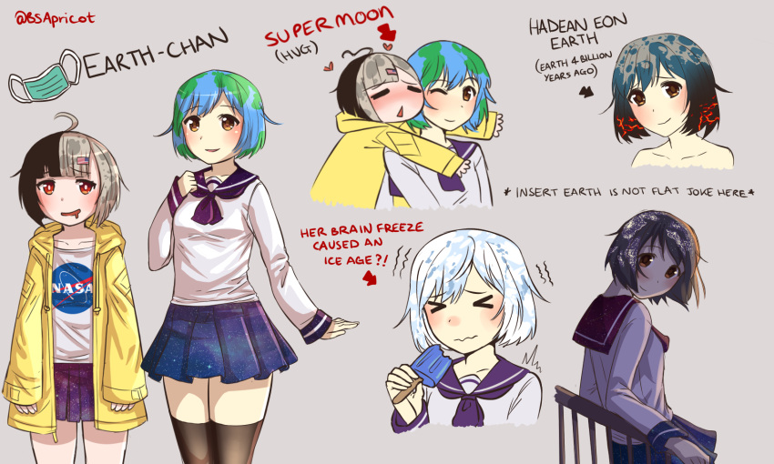 2girls, brain_freeze, danielle_brindle, earth-chan, highres, moon-chan, multiple_girls, original