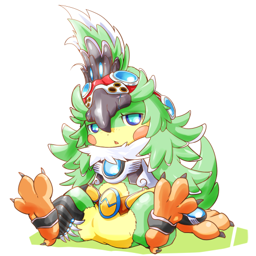 1girl, bird, claws, crop_top, detached_sleeves, feather_hair, feathers, flat_chest