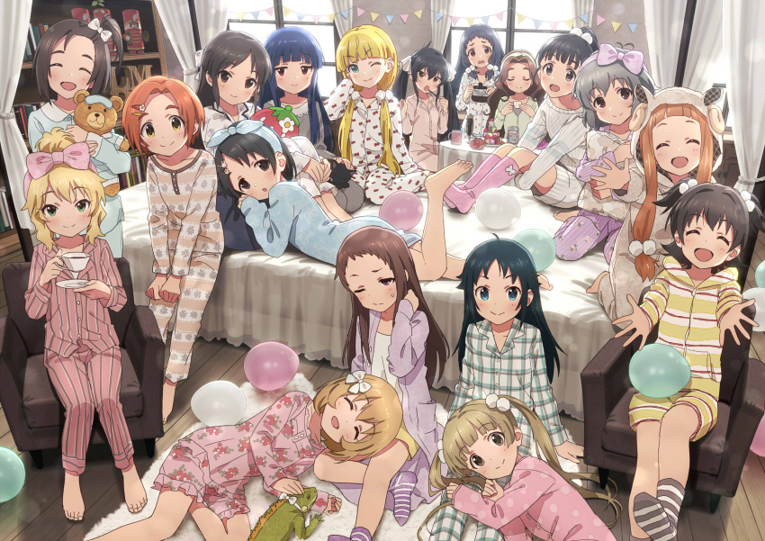 6+girls, :d, :o, ;), ^_^, akagi_miria, armchair, balloon