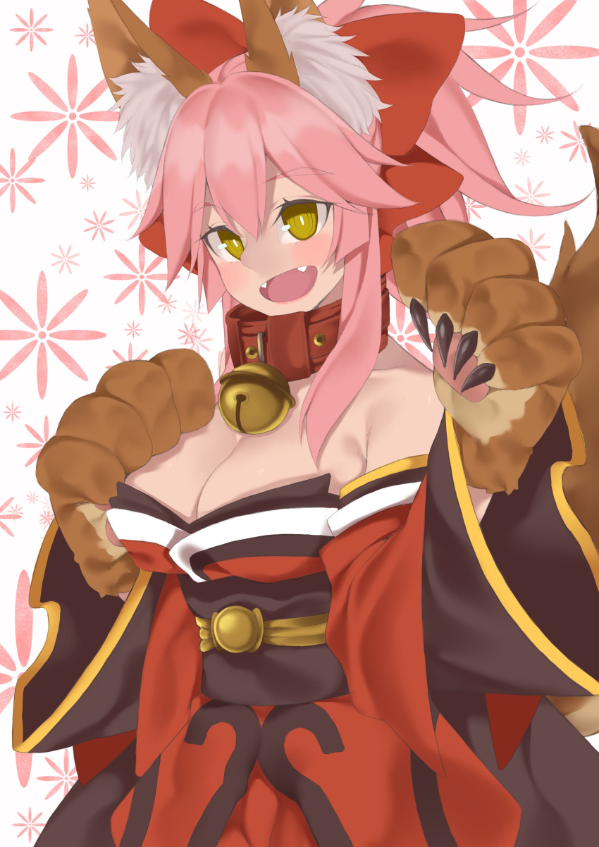 1girl, @_@, absurdres, animal_ears, bell, bell_collar, blush, breasts