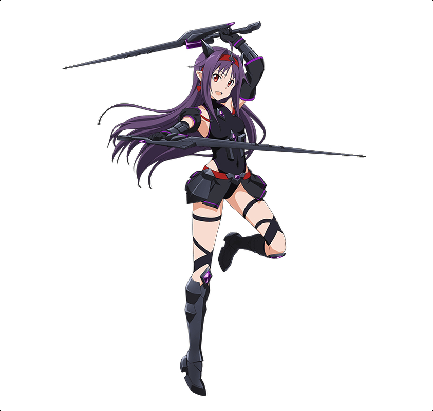 konno_yuuki, long_hair, red_eyes, swords, violet_hair