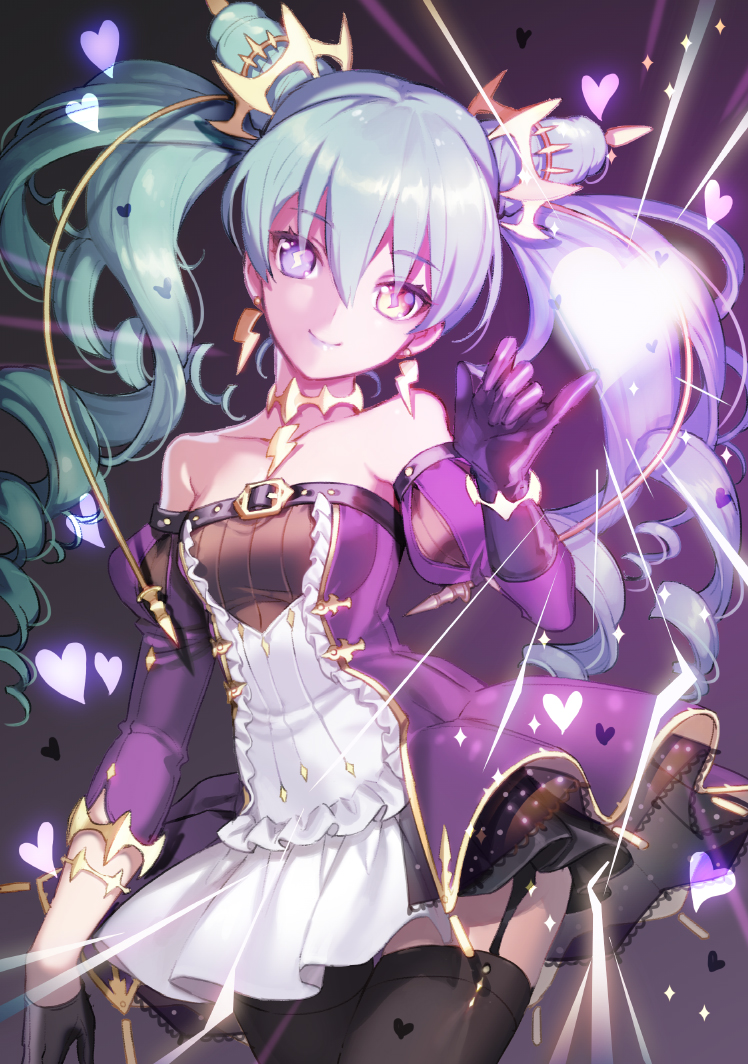 1girl, bangs, black_legwear, bracelet, choker, cowboy_shot, detached_sleeves, dress