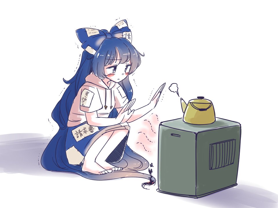 1girl, bangs, bare_arms, bare_legs, barefoot, blue_bow, blue_eyes, blue_hair