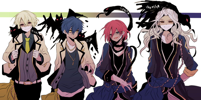 4boys, albino, blonde_hair, blue_eyes, blue_hair, choker, eden_(ensemble_stars!), ensemble_stars!
