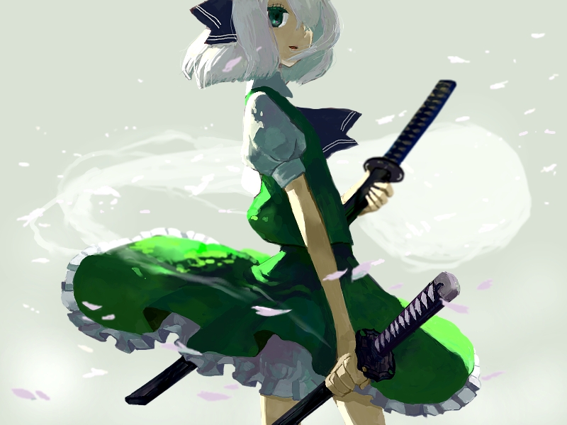hair_over_one_eye, hitodama, hm, hm_(artist), konpaku_youmu, konpaku_youmu_(ghost), myon, sheath