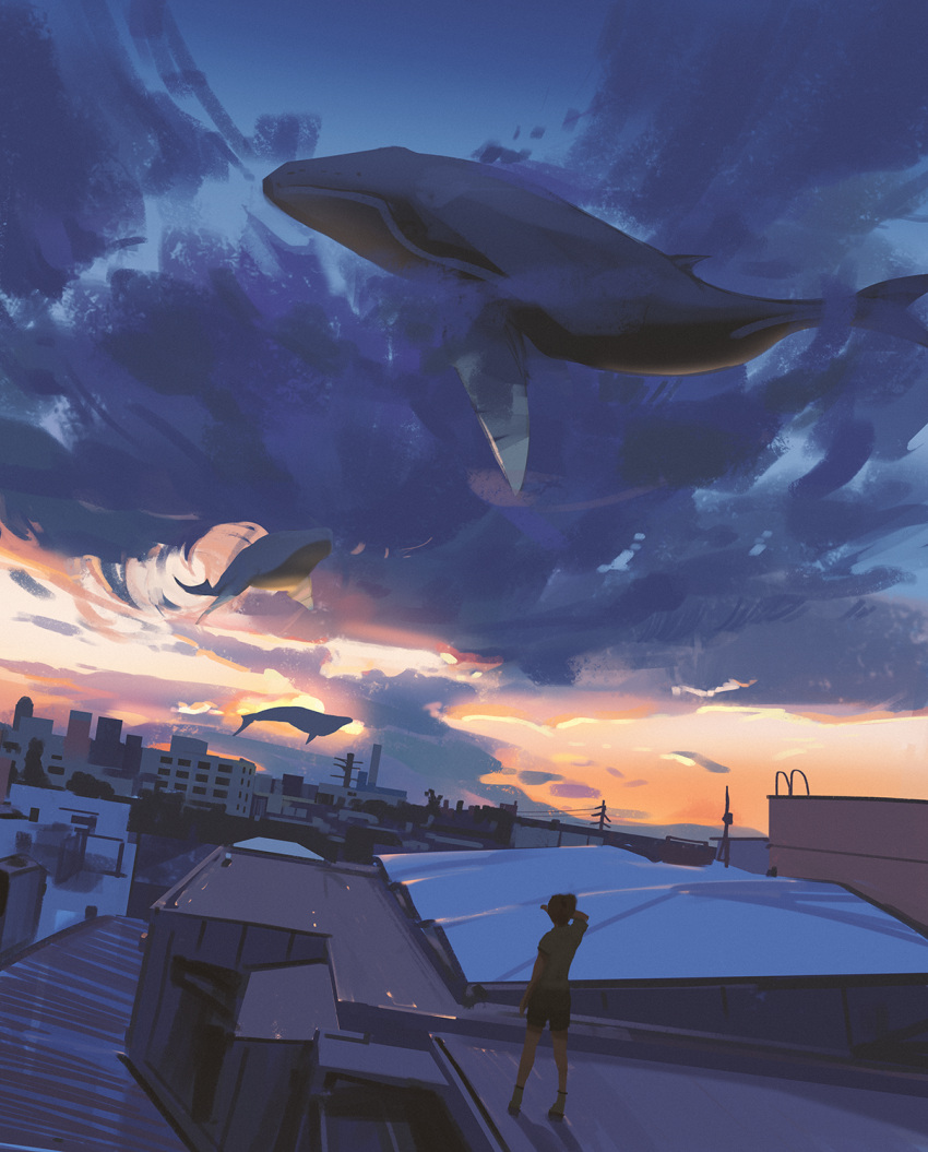 animal, blue_whale, clouds, dutch_angle, floating, highres, kimi_no_na_wa, scenery