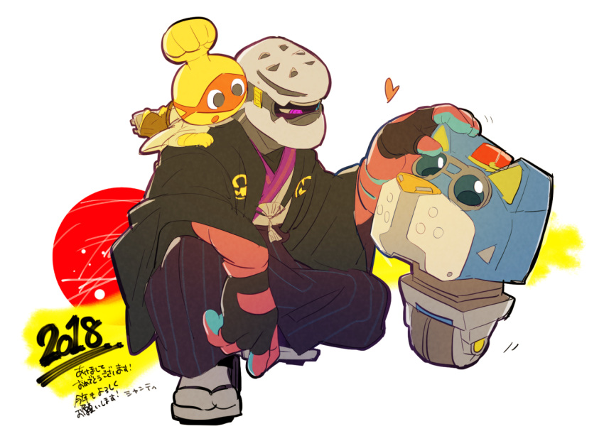 2018, arms_(game), barq, cobushii_(arms), dog, green_eyes, helmet, japanese_clothes