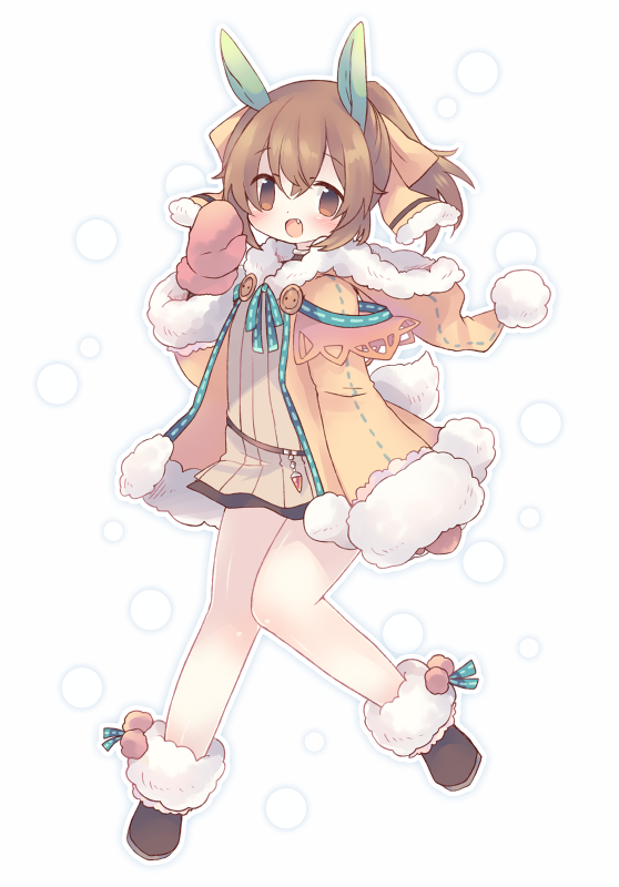 1girl, alternate_costume, animal_ears, blush, bow, brown_eyes, brown_hair, coat