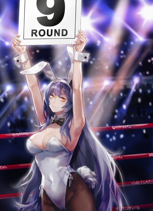 1girl, alternate_costume, animal_ears, armpits, arms_up, audience, bare_shoulders, black_bow