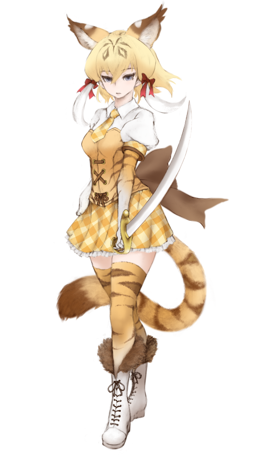 1girl, black_ribbon, blonde_hair, blue_eyes, boots, bow, breasts, cross-laced_footwear