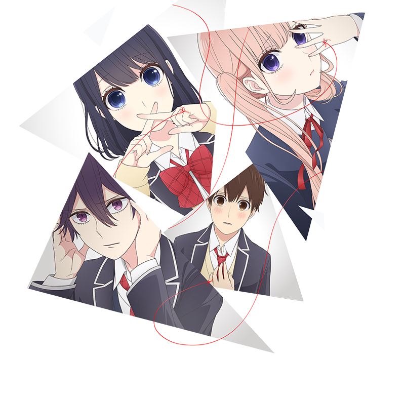 2boys, 2girls, black_hair, blonde_hair, blue_eyes, bow, bowtie, brown_eyes