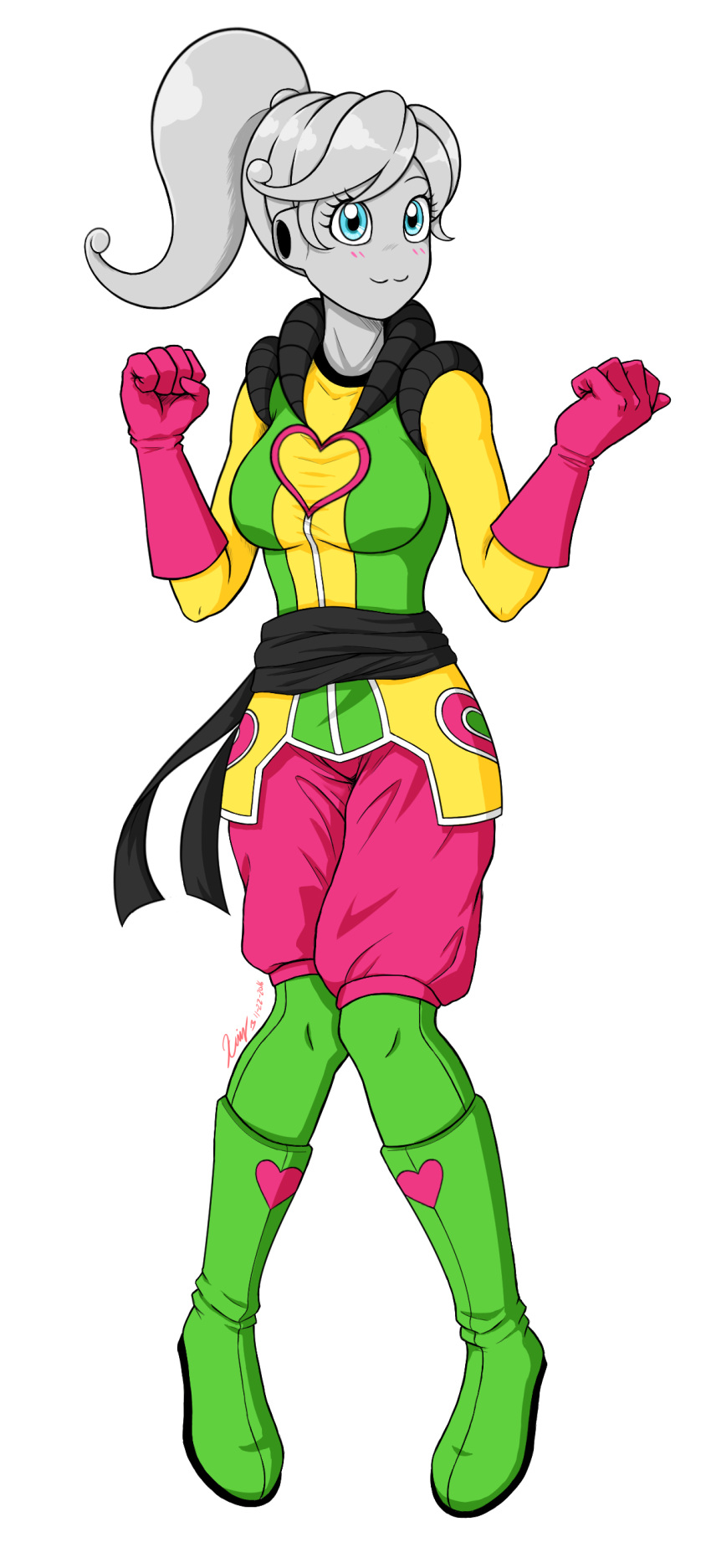 :3, absurdres, belt, blue_eyes, blush, blush_stickers, boots, breasts