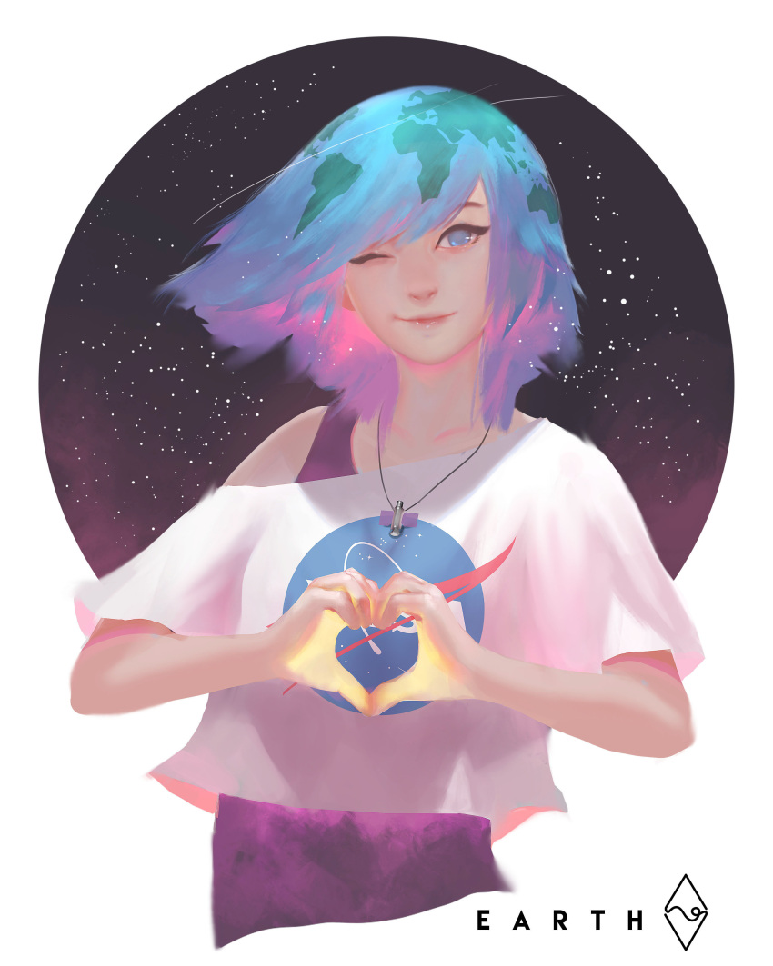 1girl, absurdres, bangs, blue_eyes, blue_hair, closed_mouth, commentary, earth-chan
