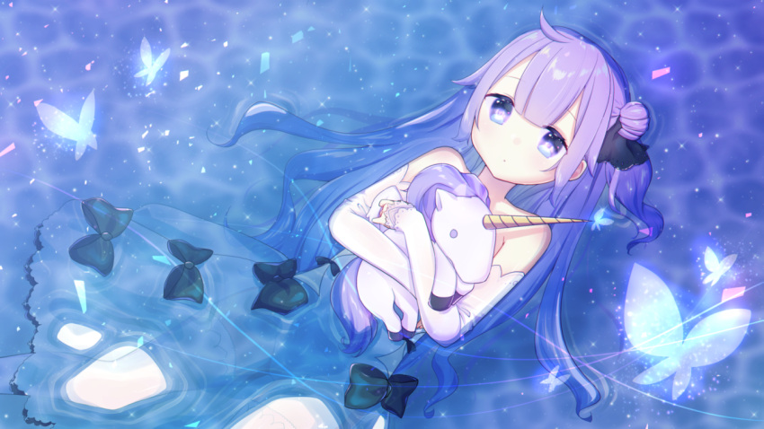 1girl, azur_lane, bangs, bare_shoulders, black_bow, black_ribbon, blush, bow